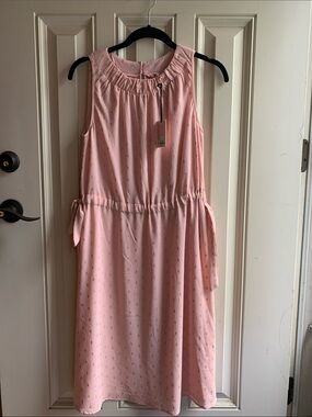 Juicy Couture Pink Sleeveless Midi Dress with Gold Dot Accents